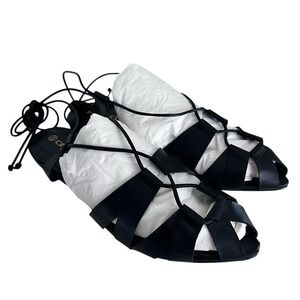 CITY CHIC BLACK POINTY‎ TOE TIE UP SANDALS